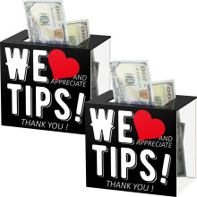 Tip Jar Acrylic Box 2 Pcs for Bartender Bars 6x4x5 Inch Donation Suggestion Container for Restaurants Musicians Drivers Classic Style