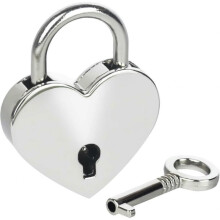Mini Decorative Padlock with Heart Key, 3.9 x 3 x 0.7 cm, Silver