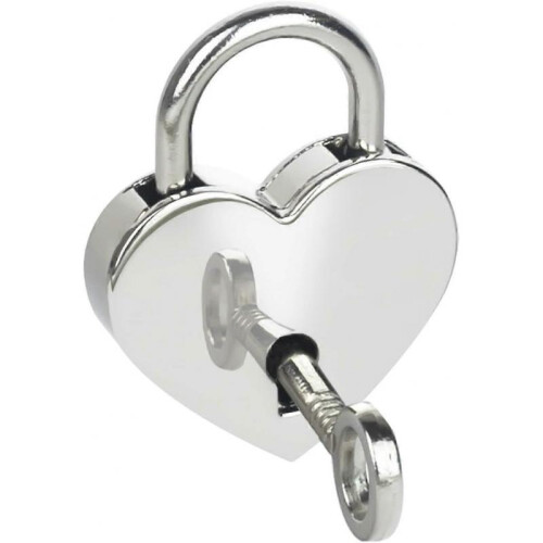 Mini Decorative Padlock with Heart Key, 3.9 x 3 x 0.7 cm, Silver 2