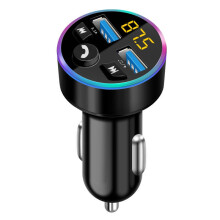 FM Transmitter, Bluetooth 5.0 Car Radio Audio Adapter MP3 Player With Dual USB Charger for Phone (Black)