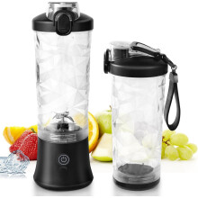 Smoothie Blender, Personal Portable Blender with 20oz Cup, Travel Lid & Stainless Steel Blades, Rechargeable for Shakes, Juices, Gym & Travel(Black)