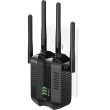 Dual Band WiFi Extender 1200Mbps LongRange Internet Repeater for Home, Up to 10,000 sq.ft(Black)