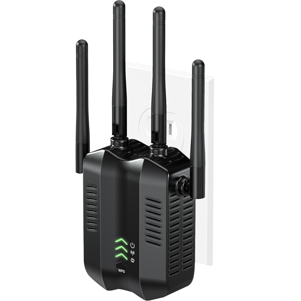 Dual Band Wifi Extender 1200Mbps Longrange Internet Repeater For Home, Up To 10,000 Sq.ft(Black) Black 6976918074966