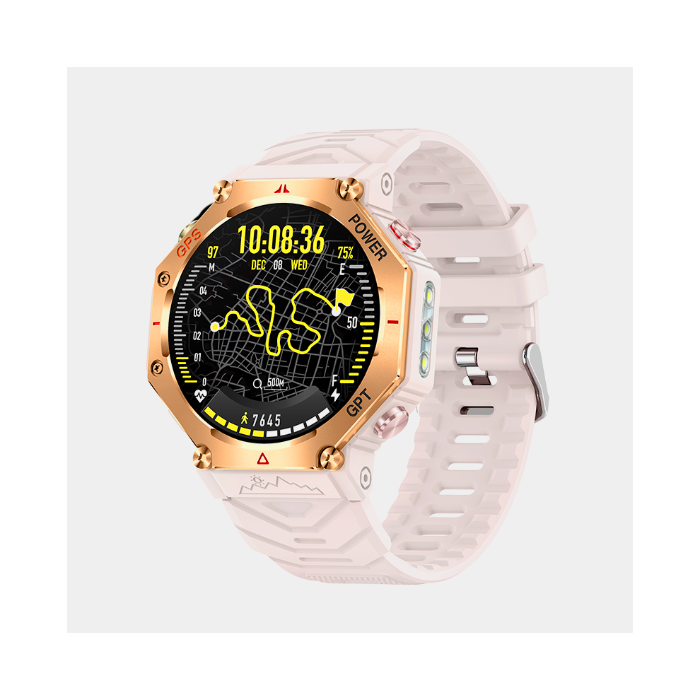 Smartwatch Kc91 1.39" Tft Gps Route Tracking Ai Dial Gpt 3Atm Waterproof Flashlight(Pink) Pink 6976918075390