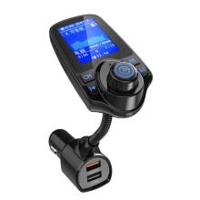 Bluetooth FM Transmitter for Car, 1.8" Color Screen Radio Adapter W QC3.0 & 5V/2.4A Charging(Black)