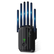 WiFi Extender Signal Booster with 6 Antennas, WiFi Extender with Ethernet Port(Black)