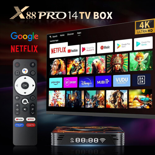 Android TV Box, Android Box 14.0 2GB RAM 16GB ROM RK3518 Quad-Core 64bit Cortex-A53(Black) 2