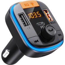 Bluetooth FM Transmitter for Car -Bluetooth 5.0 Adapter PD20W+QC3.0 Cigarette Lighter Radio Receiver(Black)
