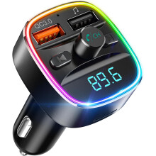Bluetooth FM Transmitter, Bluetooth Car Adapter with Dual USB Charger Wireless Radio Car Kit (Black)