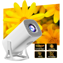 120'' Mini Projector with Auto Focus & Keystone, H713 Chip, Dual-Band WiFi, 720P HD, 120ANSI, Wireless & HDMI(White)