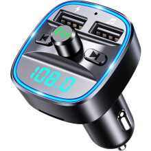 FM Transmitter, Bluetooth Car Adapter MP3 Player, Hands-Free Calling, Dual USB Ports, LED Screen(Black)