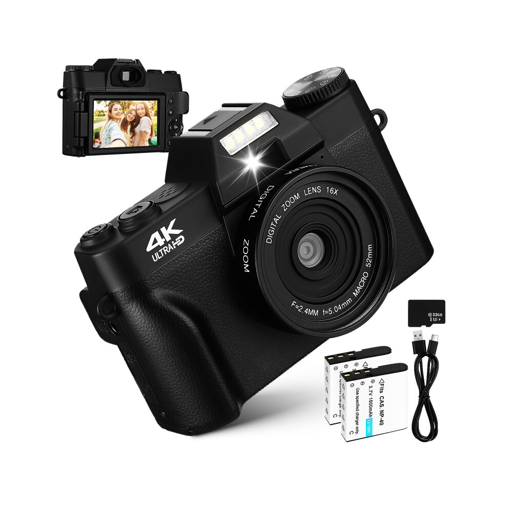 Digitale Camera Beginnersfotocamera Voor Fotografie Vloggen Contentcreatie Essentieel 75Mp Met 3-Inch Opvouwbaar Scherm-image