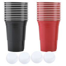 Beer Pong -setti Beer Pong -juomapelisetti Beer Pong -mukit 22 mukia 4 pingispalloa punainen musta