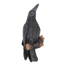 Crow-koriste, seinälle kiinnitettävä, hartsi, puutarhan varisveistos, koriste sisäpihalle, korkea seinä, musta