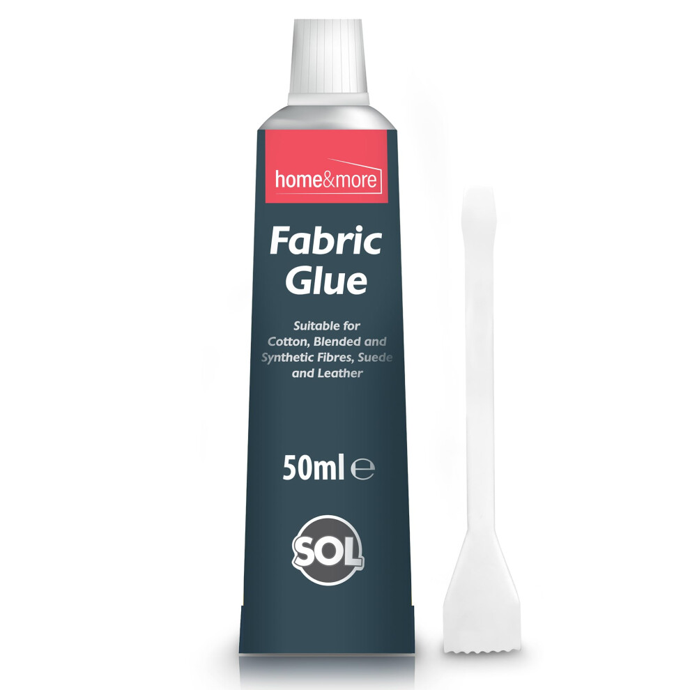 SOL 50ml Fabric Glue Strong with Spreader - Adhesive for Fabrics, Crafts, Upholstery, Material, Badges, Textile, Felt or Wool - Waterproof, Flexible,