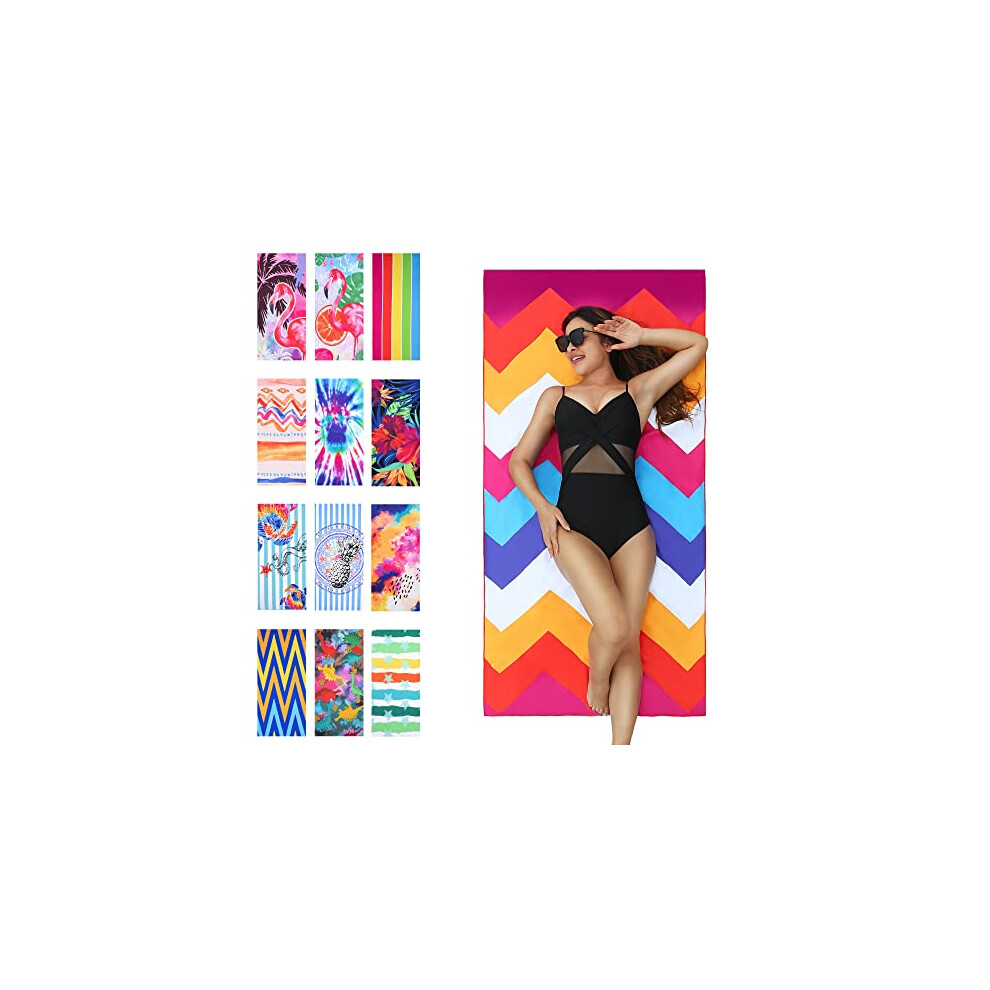 Winthome Quick Dry Beach Towel Lightweight Microfibre, Sand Free for Women, Men, Travel, Holiday, Swimming, Camping, with Bag (Waves, 180 x 90 cm, 1-image-OPC-PJPPV7G-NEW