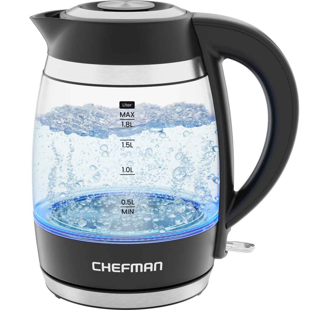 Chefman Electric Kettle, 1.8L 3000W, Hot Water Boiler, Removable Lid for Easy Cleaning, Auto Shut Off, Boil-Dry Protection, Stainless Steel Filter, B