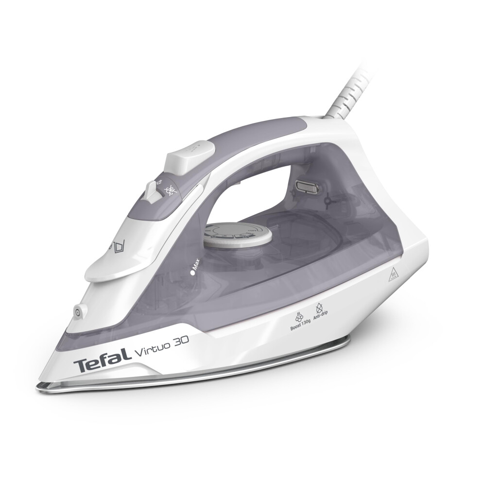 Tefal Virtuo 30, Steam Iron, 130 G/Min Steam Boost, 27 G/Min Continuous Steam, 240Ml Water Tank, Ceramic Soleplate, Anti-Drip, Precision Tip, Vertica