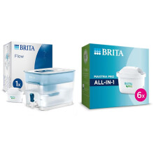 BRITA Flow XXL Water Filter Tank incl. 1x MAXTRA PRO All-in-1 cartridge & MAXTRA PRO All-in-1 Water Filter Cartridge 6 Pack - Original BRITA refill r