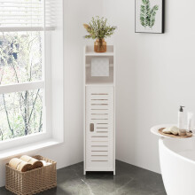 Dripex 5 Tier Slim Bathroom Cabinet with Toilet Paper Holder  White