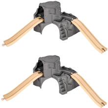 6 Pack Wooden Train Track Expansion Set with Ascending Cave Tunnel Accessories Compatible with Major Wooden Railways