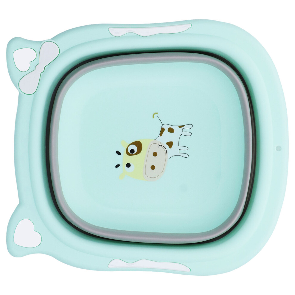 Vielseitige Faltbare Baby-Waschtisch Cartoon-Muster Tragbarer Waschbecken GrüN-image
