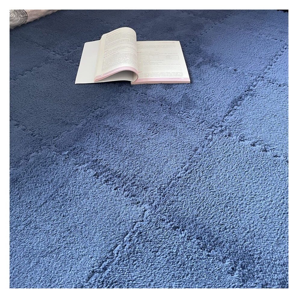 9/12/15/16 Pcs Interlocking Foam Carpet Tiles, 12X12 Inch Soft Plush Playmat, Navy 0.4 Inch Thick Crawling Mat Blue
