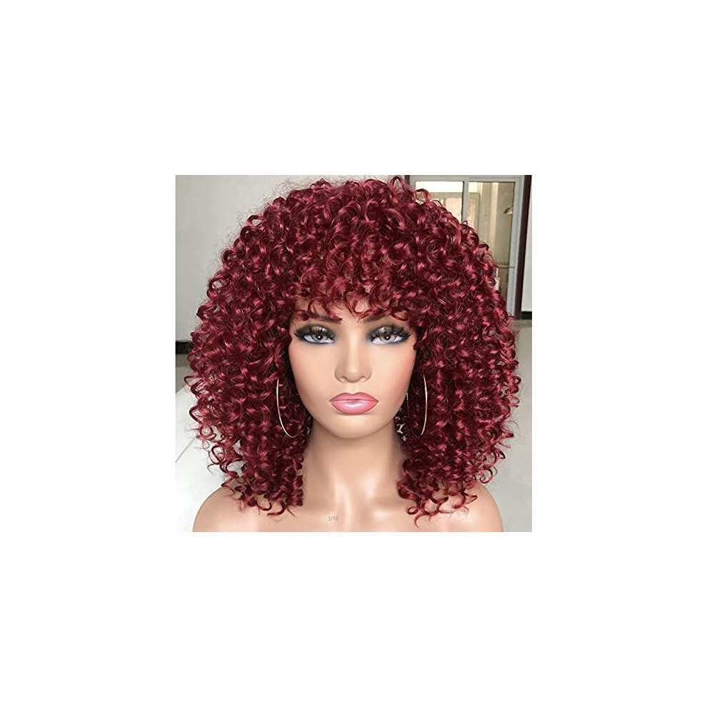 Unisex Short Synthetic Wig For African Ladies 13.78 Inches Fluffy Natural Style Permed And Dyed Small Volume Hairpiece