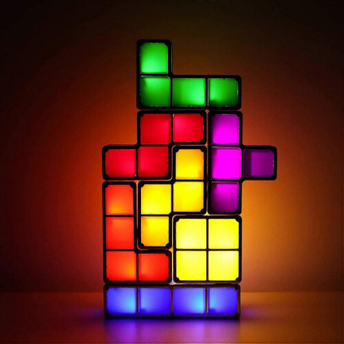 Night Light for Kids, VEEKI Stackable LED 7 Colors 3D Puzzles Night Light Induction Interlocking Desk Lamp