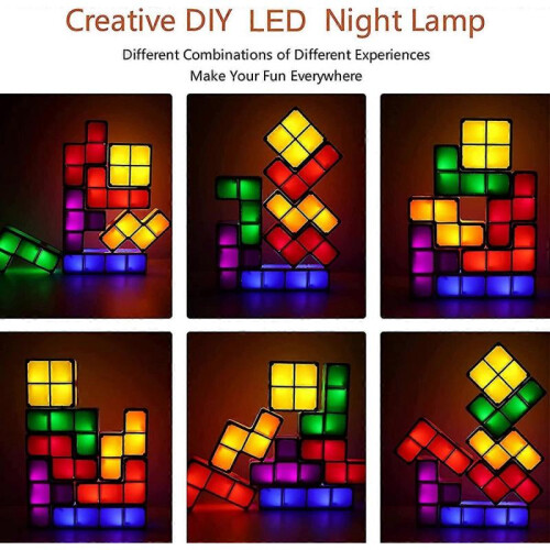 Night Light for Kids, VEEKI Stackable LED 7 Colors 3D Puzzles Night Light Induction Interlocking Desk Lamp 2