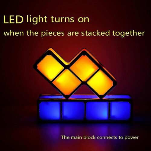 Night Light for Kids, VEEKI Stackable LED 7 Colors 3D Puzzles Night Light Induction Interlocking Desk Lamp 1