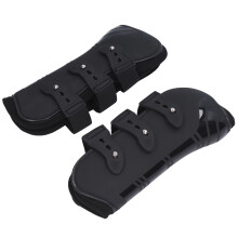 2 Stück Pferdebeinschoner PU Neopren Schutzstiefel Verstellbar Sicheres Pferd für Sehnen Schwarz Vorderbeine L