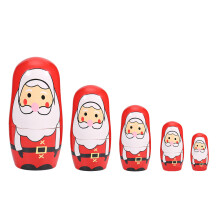 5pcs Christmas Handpainted Cute Wooden Matryoshka