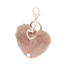 Llavero Pom Pom Corazón 1 Pieza 10x7 cm Café