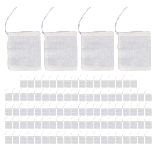 100 piezas de bolsas de algodón con cordón 8 cm x 10 cm natural 1