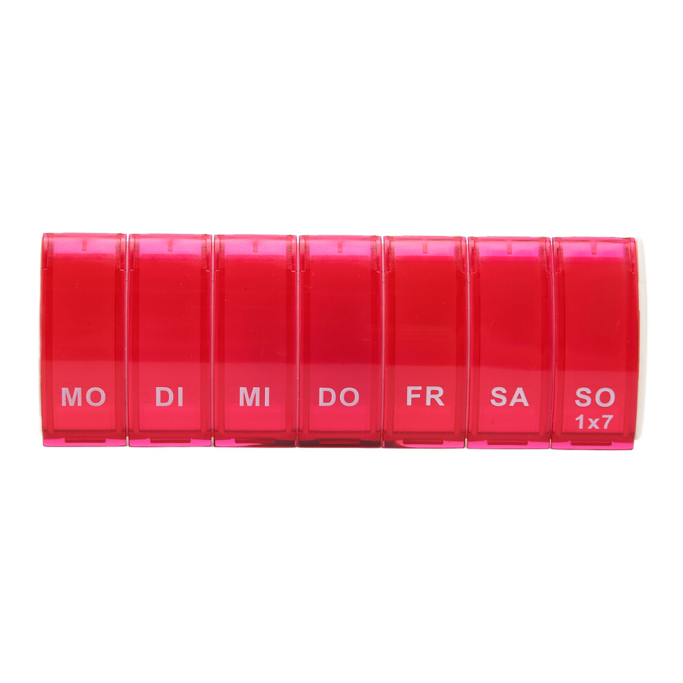 Red Weekly Pills Organizer Elderly Patient Portable 7