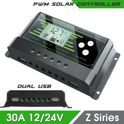 PWM Zonnecontroller 10A 12V 24V Auto PV Zonne - oplaadcontroller Dubbele 5V USB Batterijregulator 2