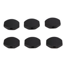 Ensemble de 6 boutons de mécaniques d'accordage en ébène et métal, noirs, forme carrée large