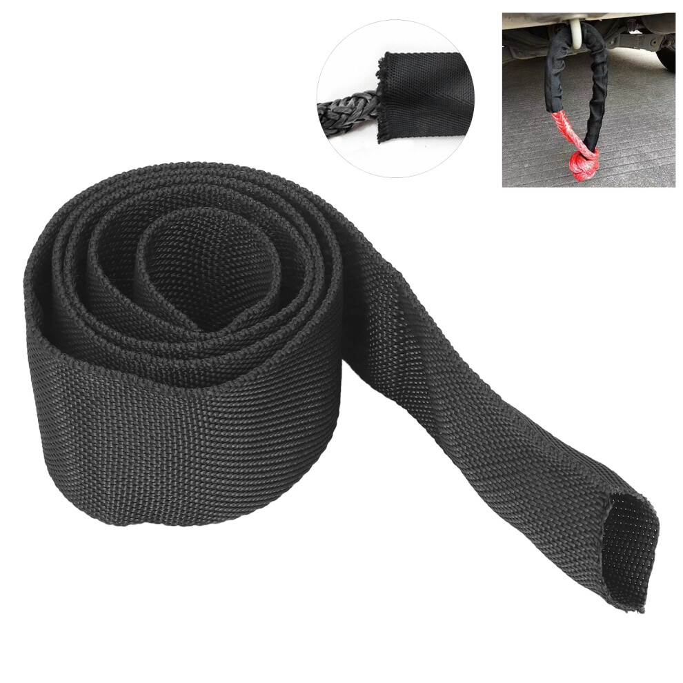 Polyester Winch Rope Protector Sleeve Black For 5Cm/1.97In Cables 8491342717893