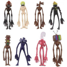 Police Siren Head Hand-Made Toys, 8 Pieces of Funny Head Toys, Cartoon Character Model Set, Doll Model Sculpture, Hand Office Decoration