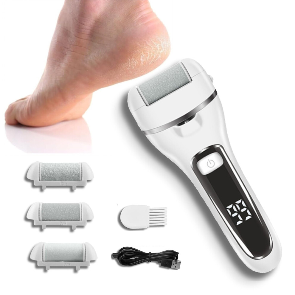 Callus Remover for Feet with 3 Replaceable Grinding Heads, Waterproof Electric Foot File for Dead Cracked Skin