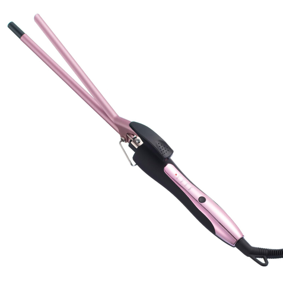 Small Curling Iron 3/8 Inch Barrel Tourmaline Ceramic Wand for Short & Long Hair with Adjustable Temperature 9mm Tongs