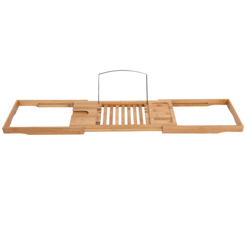1Pc Extendable Bamboo Bathtub Rack Shelf Bathroom 1