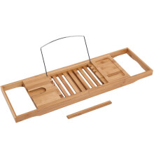 1Pc Extendable Bamboo Bathtub Rack Shelf Bathroom