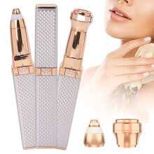 Facial Hair Removal for Women, 2 In 1 Electric Eyebrow Epilator and Trimmer, Portable Hair Groomer for Lip and Facial Hair