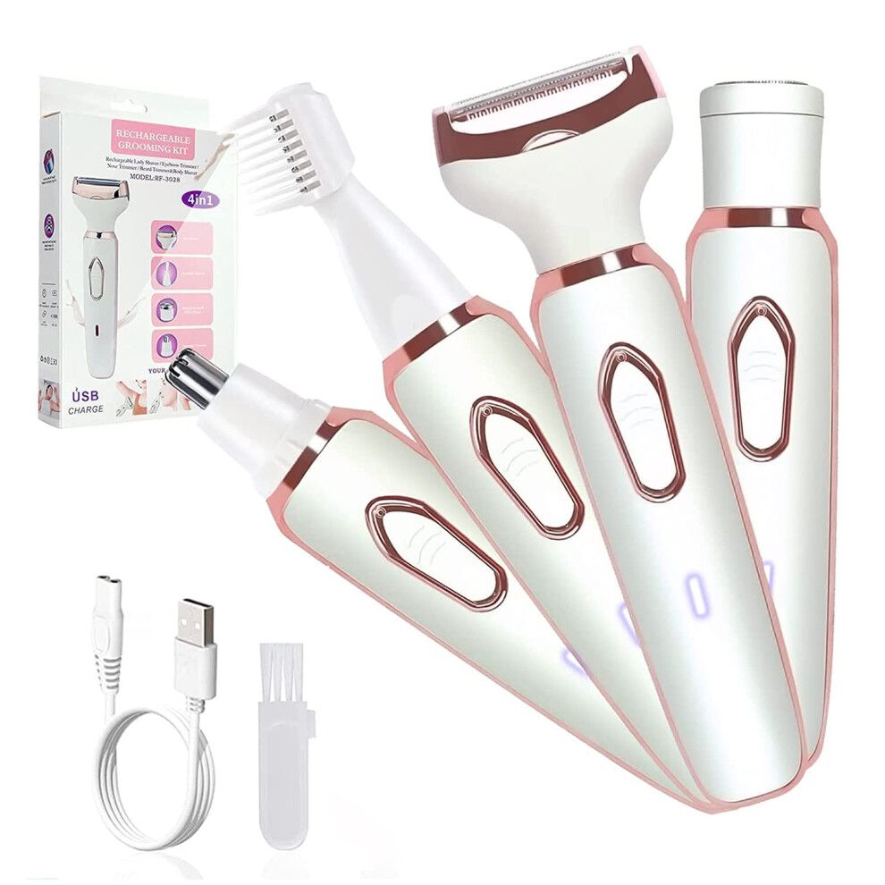 Electric Razor for Women 4-in-1 Hair Trimmer Rechargeable Cordless Shaver for Face Beard Bikini Legs Armpits