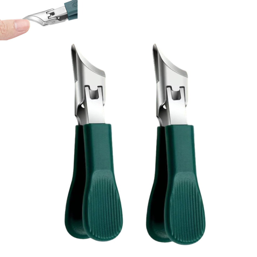 25 Beveled Edge Nail Clippers Set, Three-Piece Eagle-Beak Diagonal and Straight Clipper Set with Comfortable Grip, Green