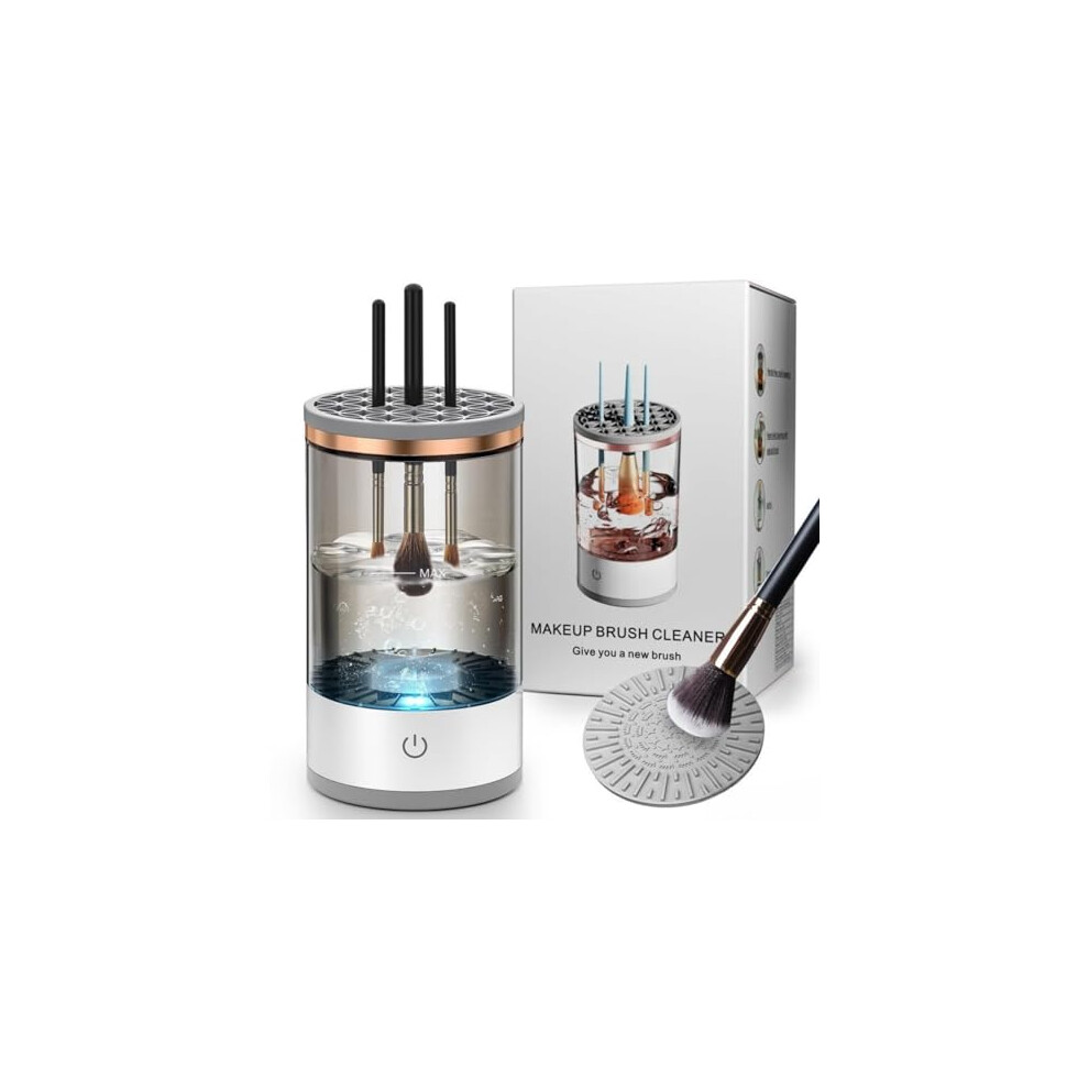 Brush Cleaner for Makeup Brushes, White Electric Cleaning Device with Charging Capability