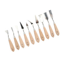 Oil Paint Scraper Set of 10 Pcs Art Spatulas for Acrylic Painting Mixing and Cutting Tools Wood Pigment Applicators
