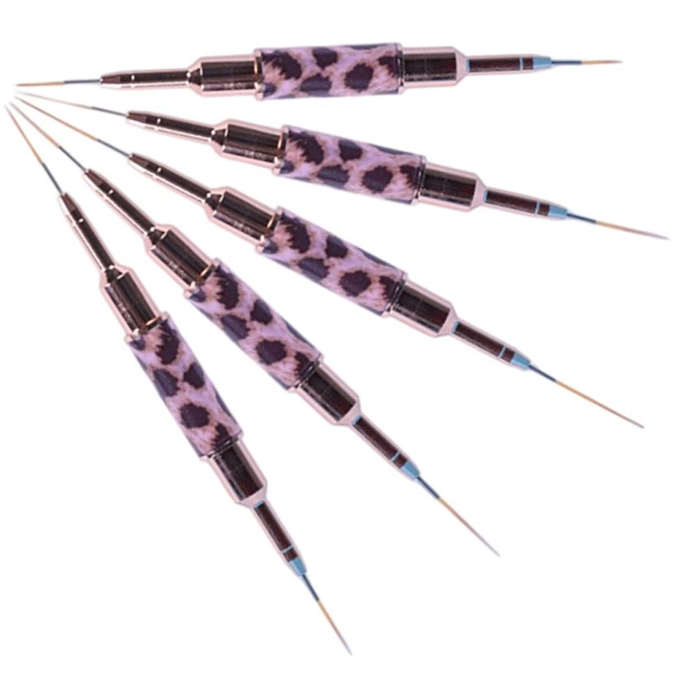 5pcs Nail Art Brush Kit Double-Ended Liner Pens for Precision Manicure Drawing Tools, Compact and Easy to Use